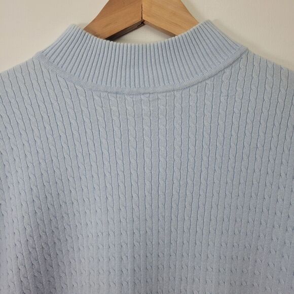 Vintage Baby Blue Cableknit Turtleneck Sweater - Picture 2 of 6